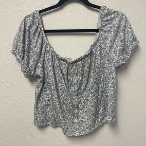 American Eagle Outfitters Blue Floral Blouse